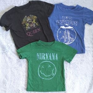 2T Bundle Toddler Rock N Roll Graphic Tees Queen Foo Fighters Nirvana T-shirts